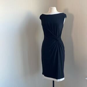 LAUREN RALPH LAUREN Dress Womens Sz 10 Ruched Boatneck Heritage Classic